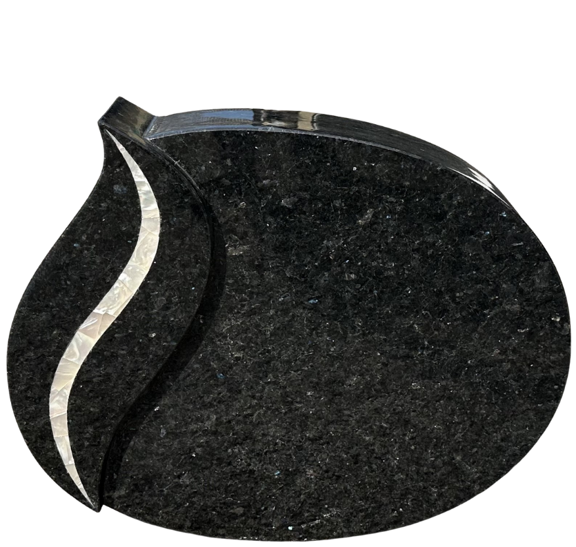 Fuldpol. mørk granit med dekoration af Jasper-ædelsten – UNIKA (50x40x12 cm)